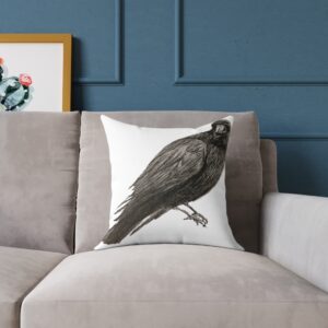 Crow Raven Decorative Pillow, Home Decor, Couch Cushion, Unique Gift, Bird Art, Accent Pillow, Throw Pillow