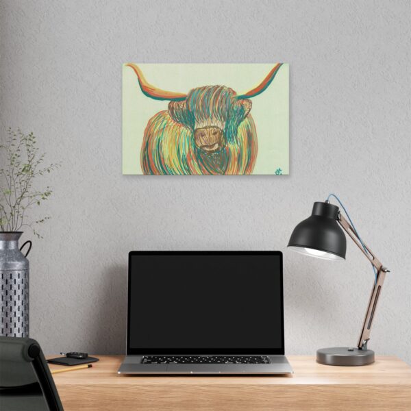 Highland Cow Wall Art, Colorful Canvas Print, Farmhouse Decor, Animal Lover Gift, Rustic Home Decor