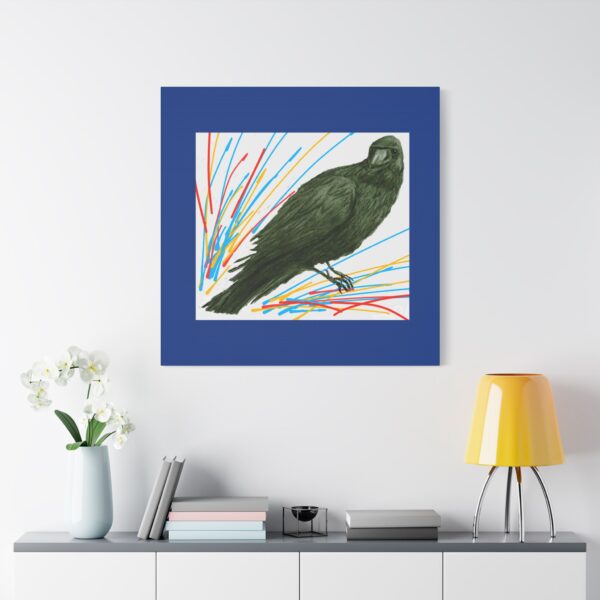 Artistic Crow Splash Canvas Print, Unique Wall Art Decor, Colorful Home Styling, Gift for Bird Lovers, Modern Art for Any Room