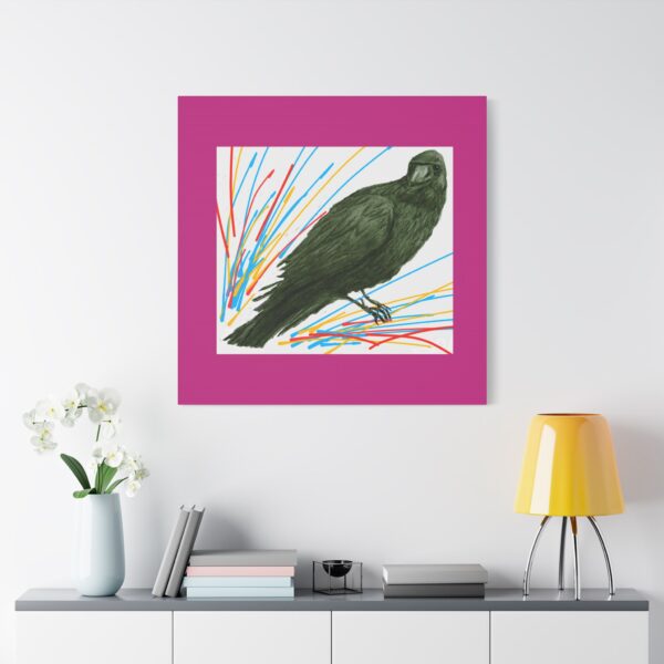 Artistic Crow Splash Canvas Print, Unique Wall Art Decor, Colorful Home Styling, Gift for Bird Lovers, Modern Art for Any Room