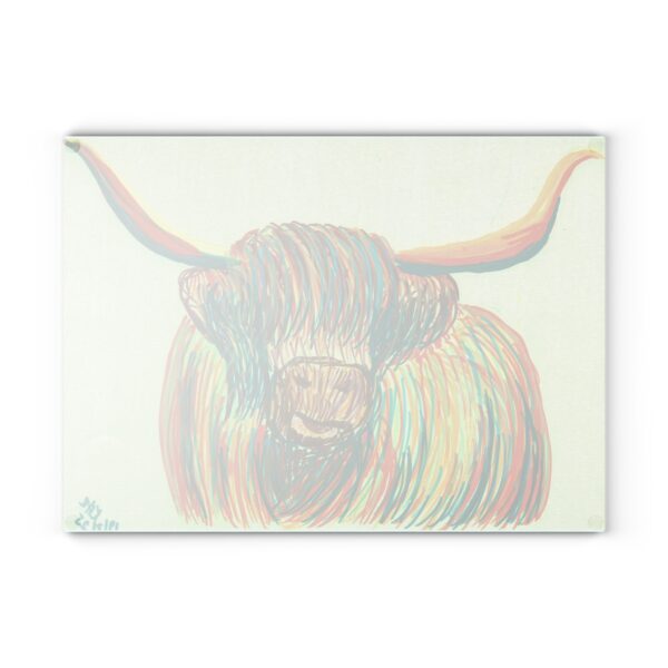 Colorful Highland Cow Glass Cutting Board - Rustic Kitchen Decor, Unique Gift for Home Cooks, Housewarming, Farmhouse Kitchen