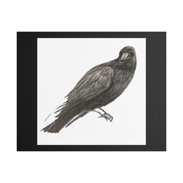 Crow Raven Art Print, Stretched Satin Canvas Wall Decor, Aesthetic Room Art, Unique Gift for Bird Lovers, Eco-Friendly Home Accent