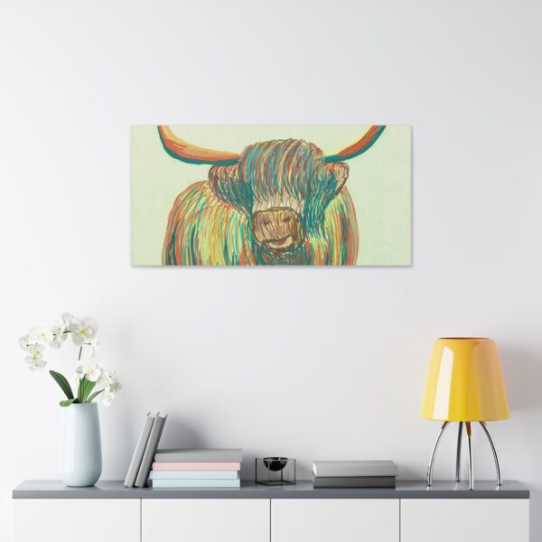 Highland Cow Wall Art, Colorful Canvas Print, Farmhouse Decor, Animal Lover Gift, Rustic Home Decor
