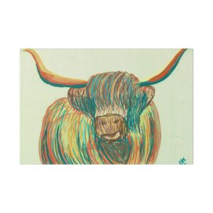 Highland Cow Wall Art, Colorful Canvas Print, Farmhouse Decor, Animal Lover Gift, Rustic Home Decor
