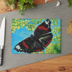 Butterfly Glass Cutting Board | Kitchen Decor | Gift for Home Chefs | Housewarming, Wedding, Mother's Day, Unique Kitchen Gift.
