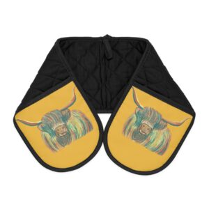 Colourful Highland Cow Kitchen Oven Mitts, Unique Cooking Gift, Home Decor, Functional Kitchenware, Artful Baking Accessories