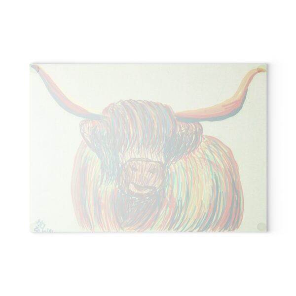 Colorful Highland Cow Glass Cutting Board - Rustic Kitchen Decor, Unique Gift for Home Cooks, Housewarming, Farmhouse Kitchen