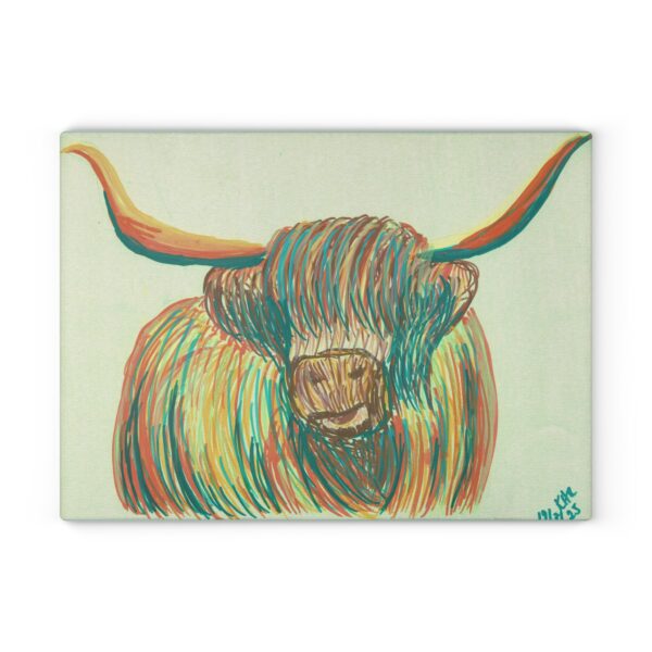 Colorful Highland Cow Glass Cutting Board - Rustic Kitchen Decor, Unique Gift for Home Cooks, Housewarming, Farmhouse Kitchen