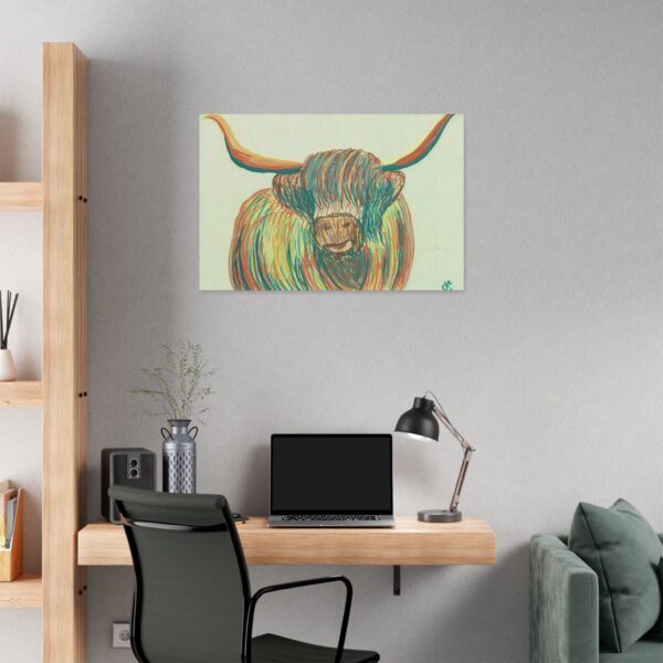 Highland Cow Wall Art, Colorful Canvas Print, Farmhouse Decor, Animal Lover Gift, Rustic Home Decor