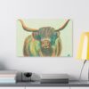 Highland Cow Wall Art, Colorful Canvas Print, Farmhouse Decor, Animal Lover Gift, Rustic Home Decor
