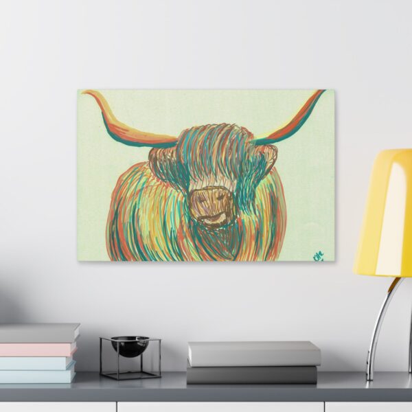 Highland Cow Wall Art, Colorful Canvas Print, Farmhouse Decor, Animal Lover Gift, Rustic Home Decor