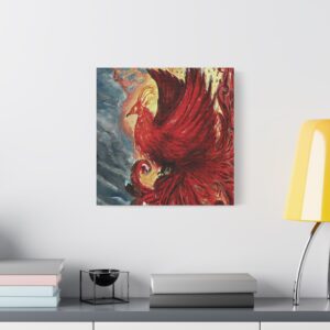 Vibrant Phoenix Wall Art, Stretched Satin Canvas, Home Decor, Gift for Art Lovers, Inspirational Decor, Colorful Artwork