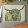 Colorful Highland Cow Glass Cutting Board - Rustic Kitchen Decor, Unique Gift for Home Cooks, Housewarming, Farmhouse Kitchen