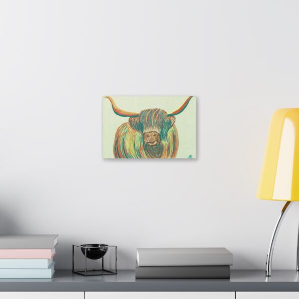 Highland Cow Wall Art, Colorful Canvas Print, Farmhouse Decor, Animal Lover Gift, Rustic Home Decor