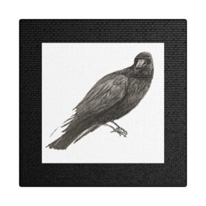 Crow Raven Art Print, Stretched Satin Canvas Wall Decor, Aesthetic Room Art, Unique Gift for Bird Lovers, Eco-Friendly Home Accent