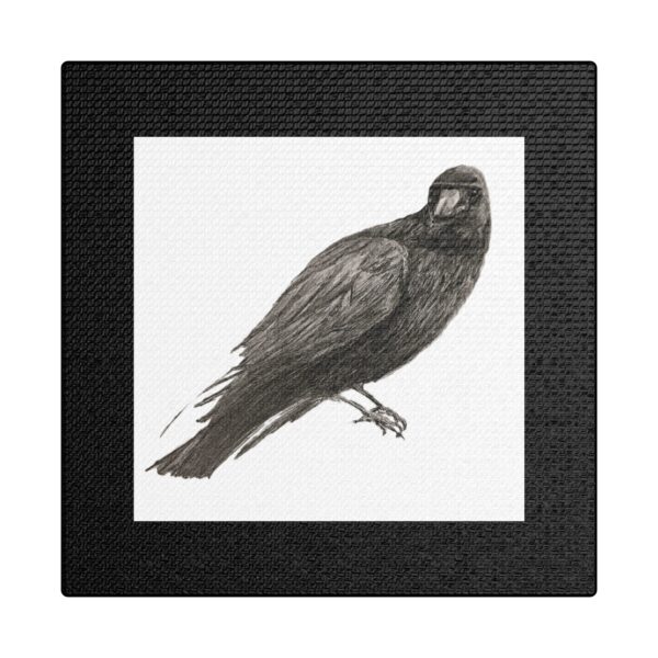 Crow Raven Art Print, Stretched Satin Canvas Wall Decor, Aesthetic Room Art, Unique Gift for Bird Lovers, Eco-Friendly Home Accent