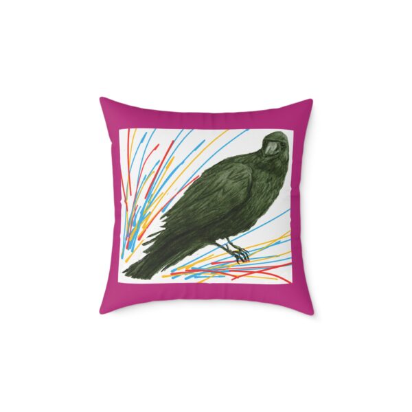 Vibrant Crow Raven Decorative Pillow, Home Decor, Couch Cushion, Unique Gift, Bird Art, Accent Pillow, Colourful Throw Pillow
