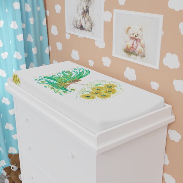 Whimsical Baby Changing Pad Cover with Dahlias, Nursery Decor, Baby Shower Gift, Floral Baby Bedding, Eco-Friendly Baby Essentials