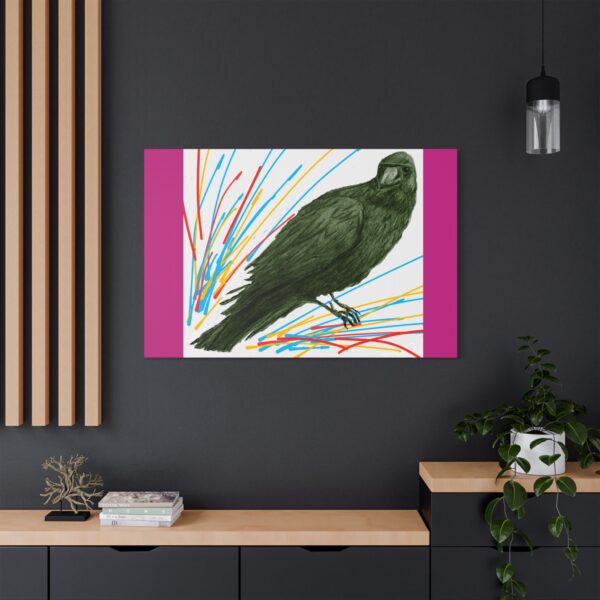 Artistic Crow Splash Canvas Print, Unique Wall Art Decor, Colorful Home Styling, Gift for Bird Lovers, Modern Art for Any Room