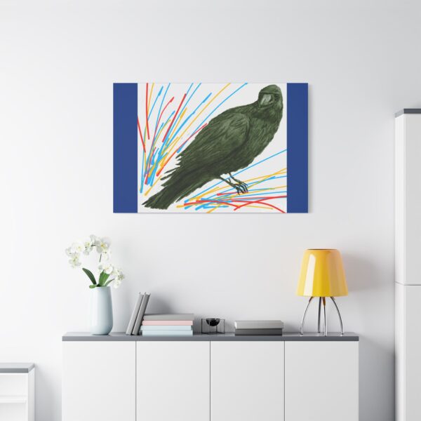 Artistic Crow Splash Canvas Print, Unique Wall Art Decor, Colorful Home Styling, Gift for Bird Lovers, Modern Art for Any Room