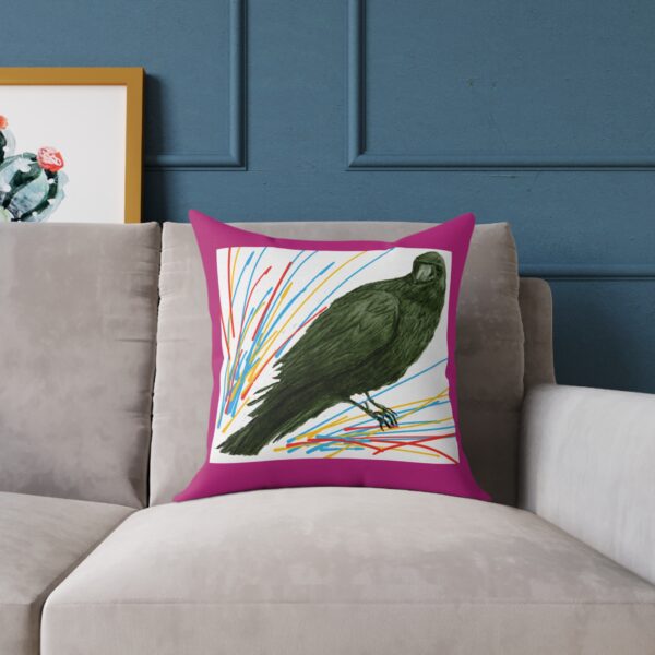 Vibrant Crow Raven Decorative Pillow, Home Decor, Couch Cushion, Unique Gift, Bird Art, Accent Pillow, Colourful Throw Pillow