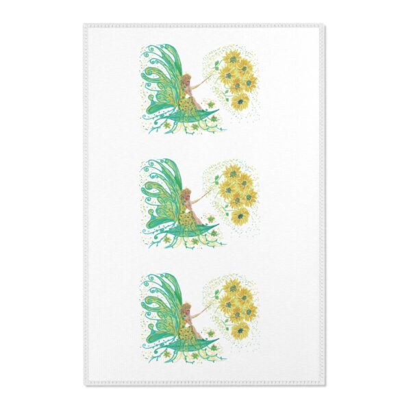 Whimsical Fairy Area Rug with Dahlias, Magical Home Decor, Living Room Accent, Floral Boho Style, Gift for Nature Lovers