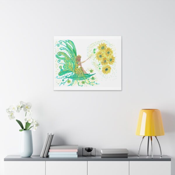 Whimsical Dahlia Fairy Canvas Art | Colourful Home Decor, Unique Gift for Fairy Lovers, Enchanting Wall Art, Nature-Inspired Gift