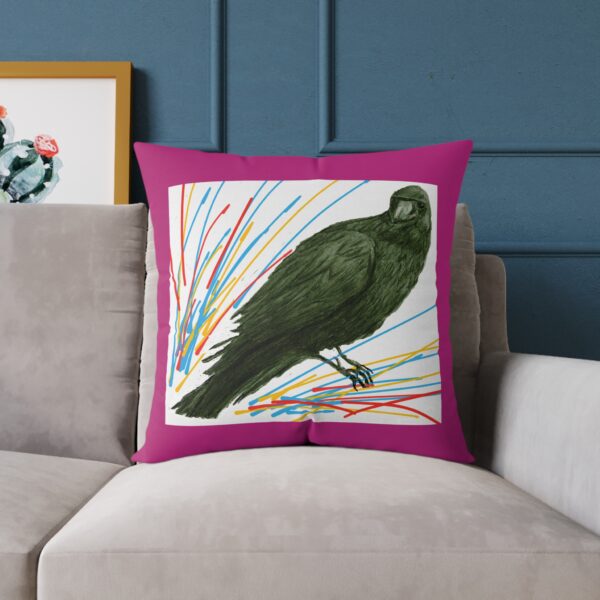 Vibrant Crow Raven Decorative Pillow, Home Decor, Couch Cushion, Unique Gift, Bird Art, Accent Pillow, Colourful Throw Pillow