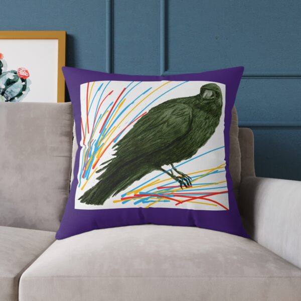 Vibrant Crow Raven Decorative Pillow, Home Decor, Couch Cushion, Unique Gift, Bird Art, Accent Pillow, Colourful Throw Pillow