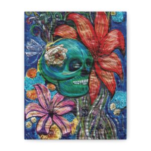 1964788052476220298_2048.jpeg Colorful Skull Floral Canvas Art, Day of the Dead Decor, Wall Art for Home, Boho Style Decor, Gift for Art Lovers