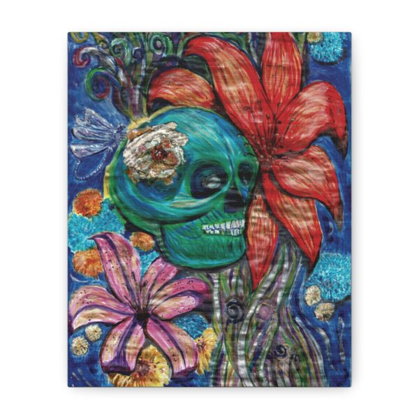 1964788052476220298_2048.jpeg Colorful Skull Floral Canvas Art, Day of the Dead Decor, Wall Art for Home, Boho Style Decor, Gift for Art Lovers