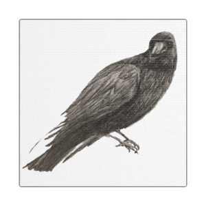 5058611914387617460_2048.jpeg Crow Raven Art Print, Stretched Satin Canvas Wall Decor, Aesthetic Room Art, Unique Gift for Bird Lovers, Eco-Friendly Home Accent