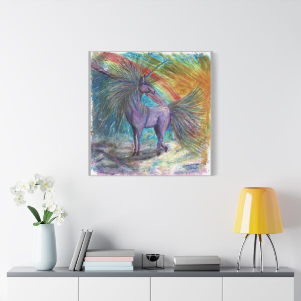 Magical Unicorn Canvas Art Print, Colorful Rainbow Wall Decor, Perfect Gift for Kids, Nursery or Fantasy Lovers