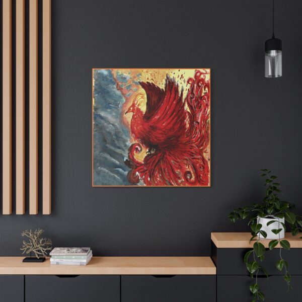 Vibrant Phoenix Wall Art, Stretched Satin Canvas, Home Decor, Gift for Art Lovers, Inspirational Decor, Colorful Artwork