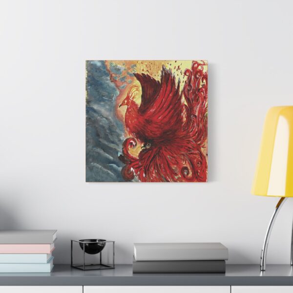 Vibrant Phoenix Wall Art, Stretched Satin Canvas, Home Decor, Gift for Art Lovers, Inspirational Decor, Colorful Artwork